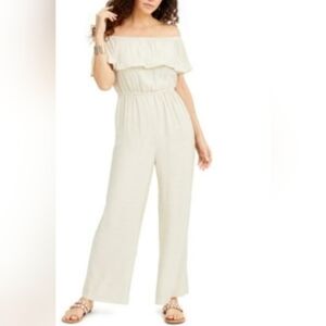 CI Sono Jumpsuit Beige Wide Leg off-the-shoulder Size Large